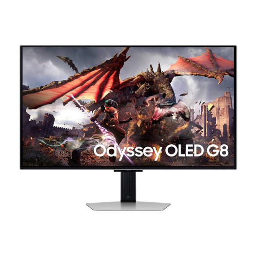 SAMSUNG Odyssey G8 32" 4K UHD OLED Gaming Monitor, 240Hz Refresh Rate,0.03ms Response, AMD FreeSync, HDR10+ 1B Colors, Built-in 10W Speakers & Smart Features, Silver | LS32DG802SMXUE